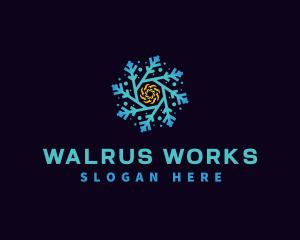 Snowflake HVAC Heating Cooling logo design