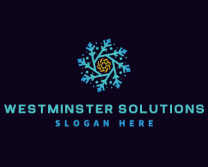 Snowflake HVAC Heating Cooling logo design