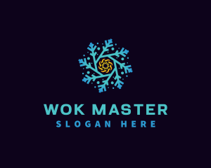 Snowflake HVAC Heating Cooling logo design