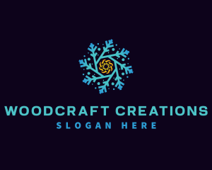 Snowflake HVAC Heating Cooling logo design