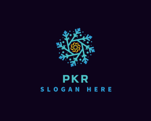 Snowflake HVAC Heating Cooling logo design