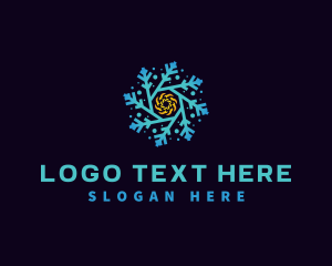 Snow - Snowflake HVAC Heating Cooling logo design