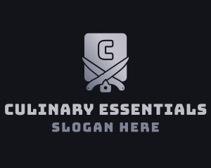 Knife Chopping Board Cuisine logo design