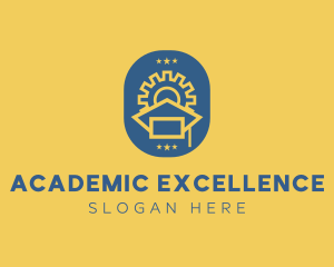 Scholarship - Geometric Gear Graduation Cap logo design