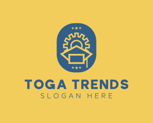 Toga - Geometric Gear Graduation Cap logo design