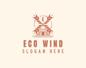 Windmill Wheat Grain logo design