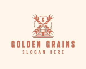 Windmill Wheat Grain logo design