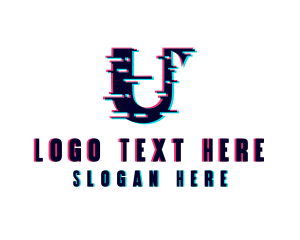 Gaming - Glitch Tech Letter U logo design