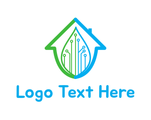 Symbol - Leaf Circuit House logo design