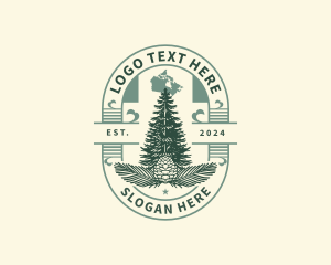 Cedar - Canada Pine Tree Acorn logo design