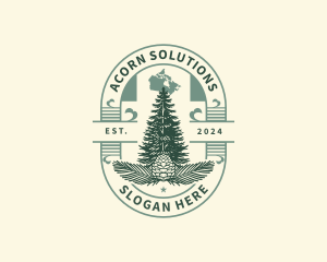 Canada Pine Tree Acorn logo design