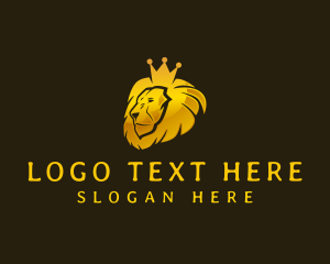 Golden - King Crown Lion logo design