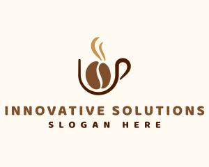 Brew - Coffee Bean Cup logo design