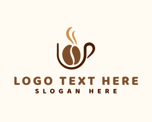 Brew - Coffee Bean Cup logo design