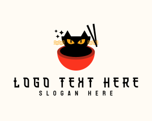 Feline - Cat Ramen Noodle logo design