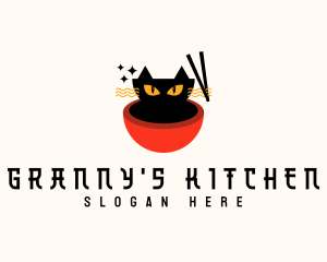 Cat Ramen Noodle logo design