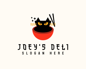 Cat Ramen Noodle logo design