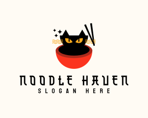 Noodle - Cat Ramen Noodle logo design