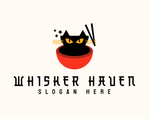 Whisker - Cat Ramen Noodle logo design