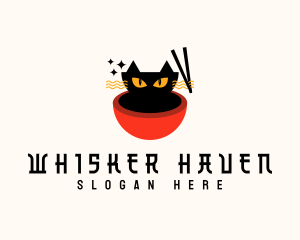 Cat Ramen Noodle logo design