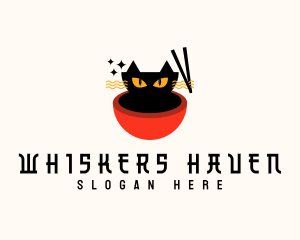 Cat Ramen Noodle logo design