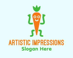 Carrot Veggie Cartoon logo design