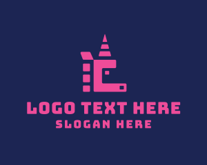 Unicorn - Pixel Unicorn Letter C logo design