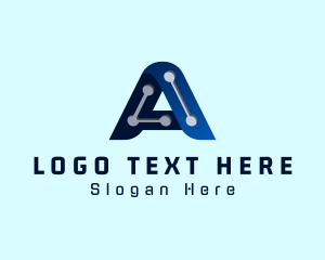 Web Hosting - Blue Electronics Letter A logo design
