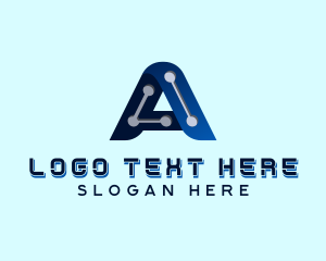 Web Hosting - Tech Circuit Letter A logo design