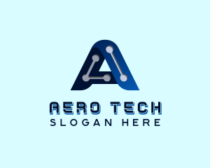 Tech Circuit Letter A logo design