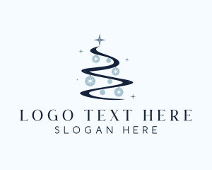 Winter - Christmas Tree Swirl logo design