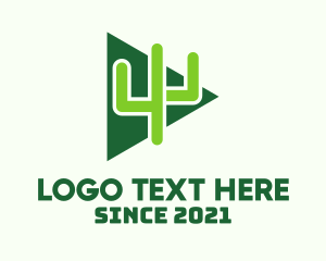 Green - Green Cactus Triangle logo design