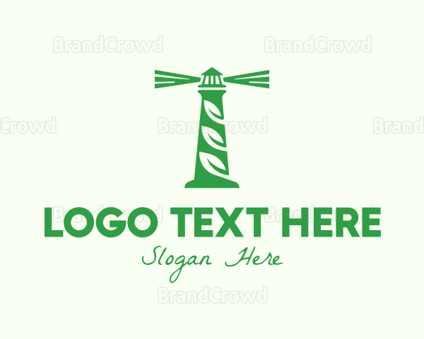 Organic Leaf Lighthouse Logo