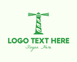 Tower - Organic Leaf Lighthouse logo design