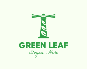 Organic Leaf Lighthouse logo design