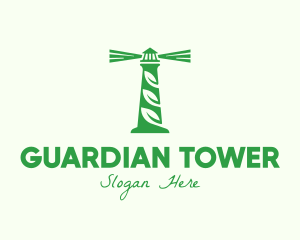 Watchtower - Organic Leaf Lighthouse logo design