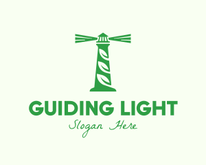 Organic Leaf Lighthouse logo design