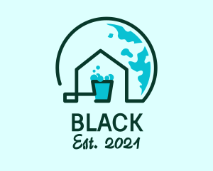 Globe House Bucket logo design