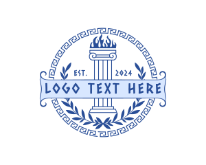 Column - Greek Pillar Wreath logo design
