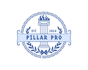 Pillar - Greek Pillar Wreath logo design