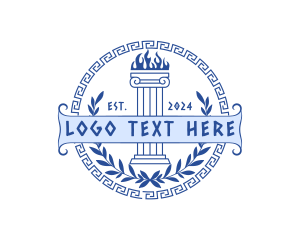 Tournament - Greek Pillar Wreath logo design