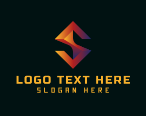 Spliced - Cyber Letter S Shield logo design
