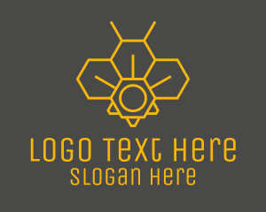 Bee - Yellow Honeycomb Outline logo design