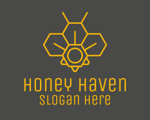 Beekeeping - Yellow Honeycomb Outline logo design