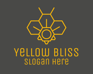 Yellow Honeycomb Outline logo design