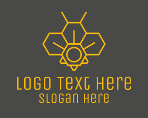 Simplistic - Yellow Honeycomb Outline logo design