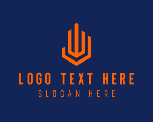Orange - Digital Technology Lines Letter W logo design