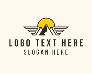 Traveler - Airline Mountain Summit Wings logo design