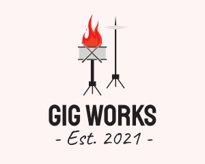 Gig - Musical Fire Drums logo design