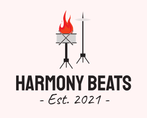 Instrumental - Musical Fire Drums logo design